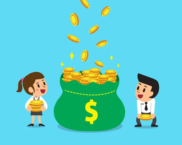 Business Concept Vector Cartoon Businessman Businessowman Earning Money Design — Stock Vector