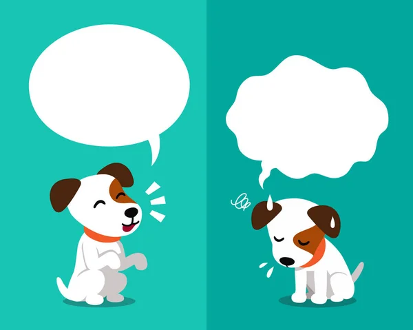 ベクトル漫画のキャラクターかわいいジャック ラッセル テリア犬の設計のためのスピーチの泡でさまざまな感情を表現します — ストックベクタ