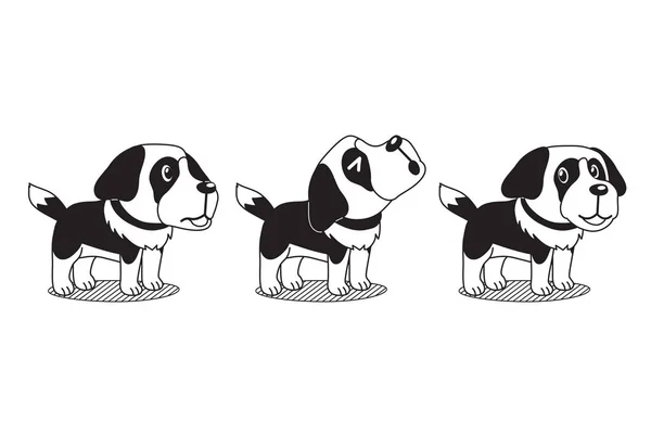 ベクトル漫画文字セントバーナード犬のかわいいポーズをデザイン — ストックベクタ
