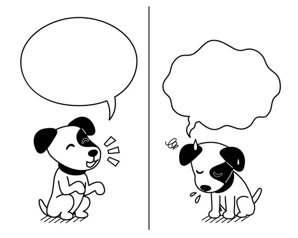 Zeichentrickfigur Jack Russell Terrier Hund Drückt Verschiedene Emotionen Mit Sprechblasen — Stockvektor
