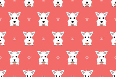 Vektör çizgi film karakteri beyaz İskoç korkunç köpek Dikişsiz desen tasarımı için.