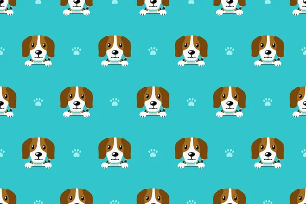 Vector Desenho Animado Personagem Beagle Cão Sem Costura Padrão Para — Vetor de Stock