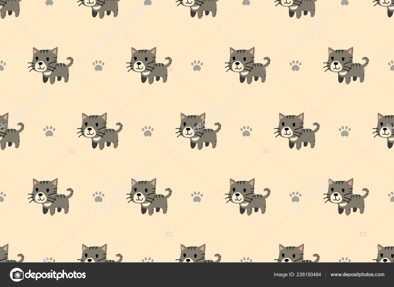 Vector Bande Dessinée Caractère Mignon Chat Tigré Gris Sans