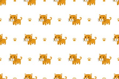 Vektör karikatür karakter sevimli tekir kedi Dikişsiz desen tasarımı için.