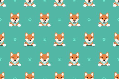 Vektör çizgi film karakteri shiba Inu köpek Dikişsiz desen tasarımı için.
