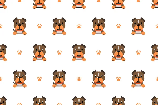 Векторний Мультиплікаційний Персонаж Пітбультер Собака Безшовний Візерунок Дизайну — стоковий вектор