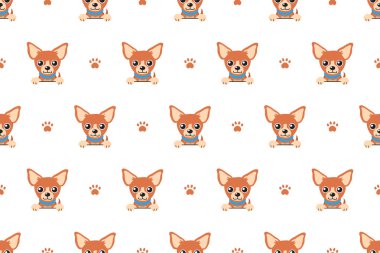 Vektör çizgi film karakteri kahverengi chihuahua köpek Dikişsiz desen tasarımı için.