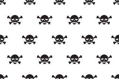 Çizgi film vektör Dikişsiz desen arka kafatası ve kemik tasarımı için.