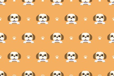 Vektör çizgi film karakteri shih tzu köpek Dikişsiz desen tasarımı için.