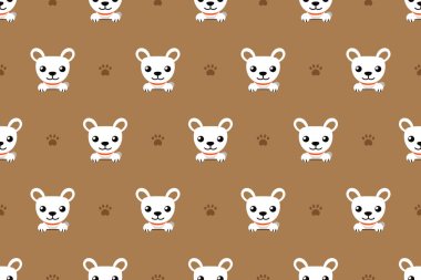 Vektör çizgi film karakteri beyaz sevimli köpek Dikişsiz desen tasarımı için.