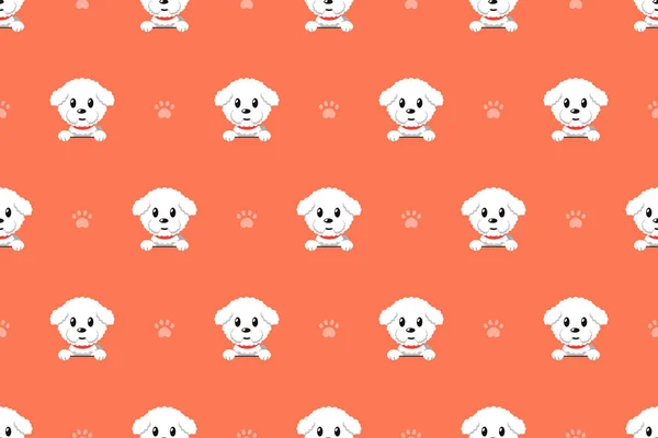 ベクトル漫画文字ビションフリーゼ犬のシームレスなパターン デザイン — ストックベクタ