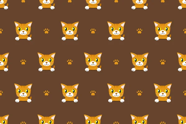 Vektor Kreslené Charakter Mourovatá Kočka Vzor Bezešvé Pro Design — Stockový vektor