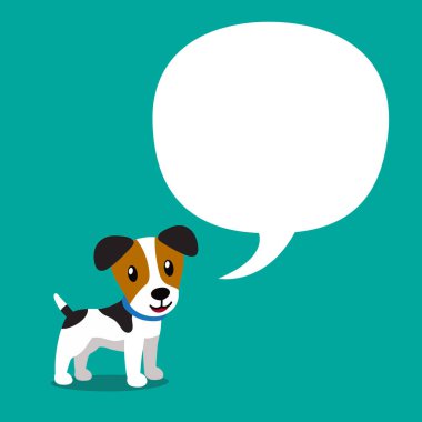 Vektör çizgi film karakteri sevimli jack russell terrier köpek beyaz konuşma balonu için tasarım ile.