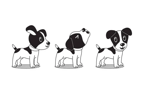 Vector Personagem Desenho Animado Bonito Jack Russell Terrier Cão Poses —  Vetores de Stock