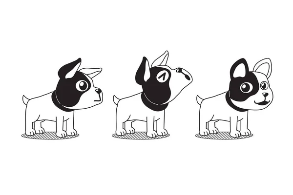 Vector Personaje Dibujos Animados Bulldog Francés Posa Para Diseño — Vector de stock