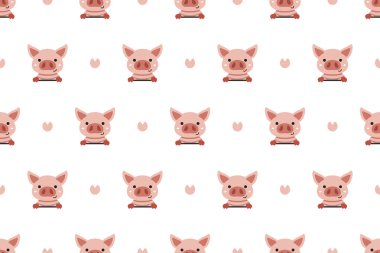 Vektör karikatür karakter sevimli domuz Dikişsiz desen tasarım için arka plan.