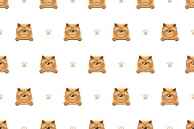 Vektör çizgi film karakteri chow chow köpek Dikişsiz desen tasarımı için.