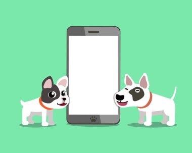 Çizgi film karakteri Fransız buldozer ve boğa korkunç köpek ile smartphone tasarım için.