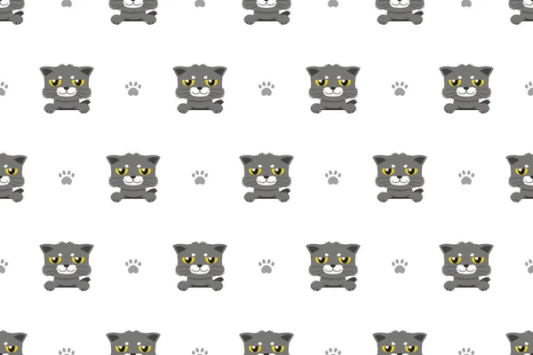 Vektor Kreslené Charakter Šedá Kočka Vzor Bezešvé Pro Design — Stockový vektor