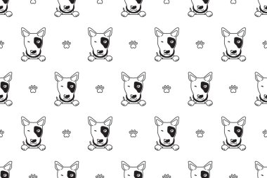 Vektör çizgi film karakteri boğa korkunç köpek Dikişsiz desen tasarımı için.