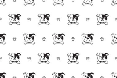 Vektör çizgi film karakteri bulldog Dikişsiz desen tasarımı için.