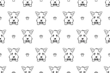 Vektör çizgi film karakteri İskoç korkunç köpek Dikişsiz desen tasarımı için.