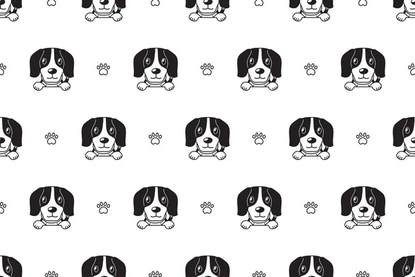 ベクトル漫画文字ビーグル犬のシームレスなパターン デザイン — ストックベクタ