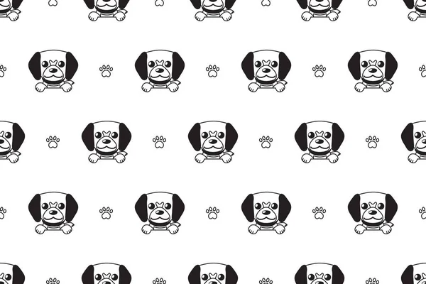 ベクトル漫画文字かわいい犬デザインのシームレス パターン — ストックベクタ
