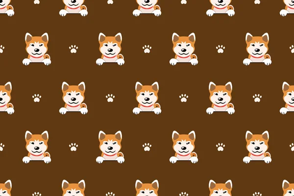 Vector Personaje Dibujos Animados Akita Inu Perro Sin Costuras Patrón — Vector de stock