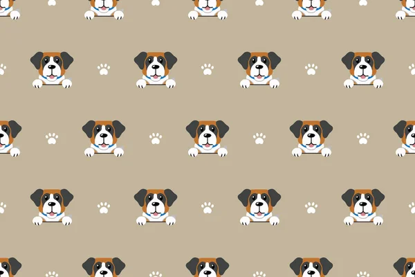 ベクトル漫画文字セントバーナード犬のシームレスなパターン背景デザイン — ストックベクタ
