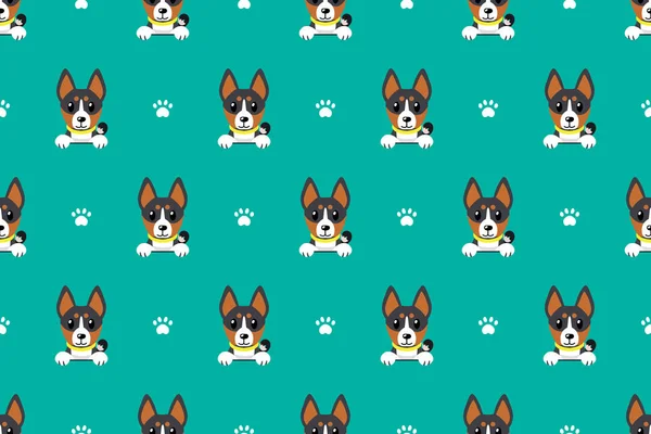 Vector Desenho Animado Basenji Cão Sem Costura Padrão Para Design — Vetor de Stock