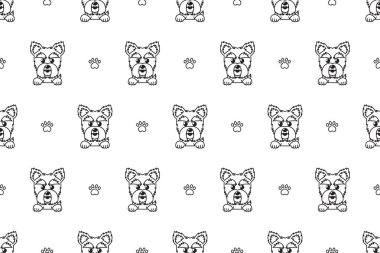 Çizgi film vektör karakter yorkshire terrier köpek Dikişsiz desen tasarımı için.