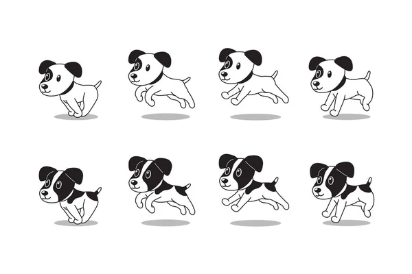 Kreslená Postava Jack Russell Terrier Psů Kteří Krok Pro Design — Stockový vektor