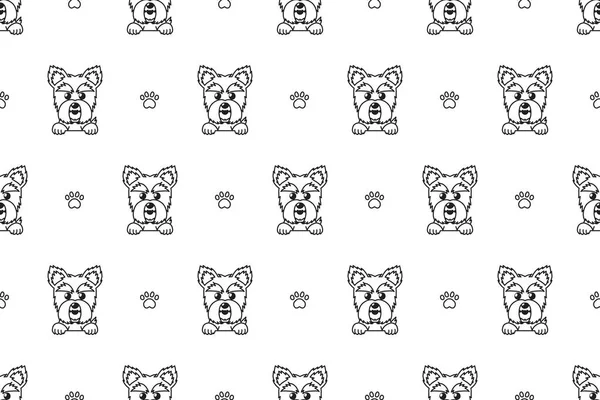 Desenhos Animados Personagem Vetor Yorkshire Terrier Cão Sem Costura Padrão — Vetor de Stock