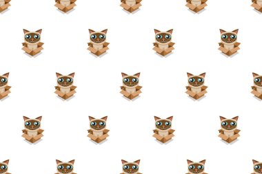 Vektör karikatür çizim Siyam kedisi dizayn için karton kutu içinde ayarla.