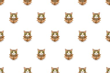 Karton kutu Dikişsiz desen tasarımı için vektör çizgi film sevimli kedi.