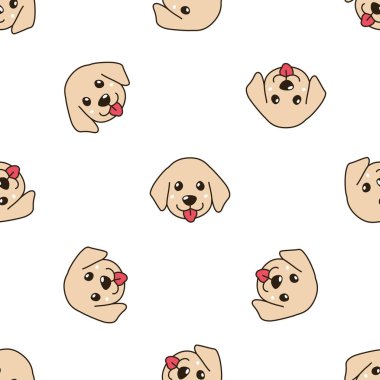 Vektör karikatür karakter sevimli golden retriever köpek yavrusu köpek Dikişsiz desen tasarımı için.