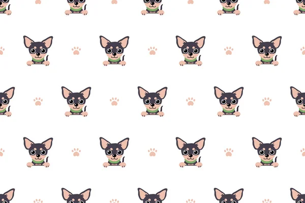 Vector Cartoon Character Chihuahua Dog Seamless Pattern Design — Stock Vector