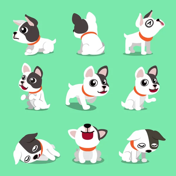 Personaje Dibujos Animados Lindo Bulldog Francés Posa Para Diseño — Vector de stock