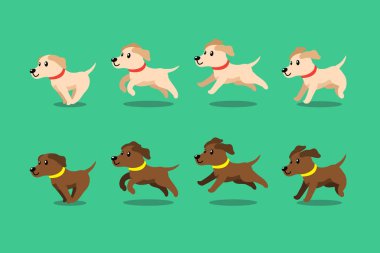 Vektör karikatür karakter labrador retriever köpek adım tasarım için çalışan.