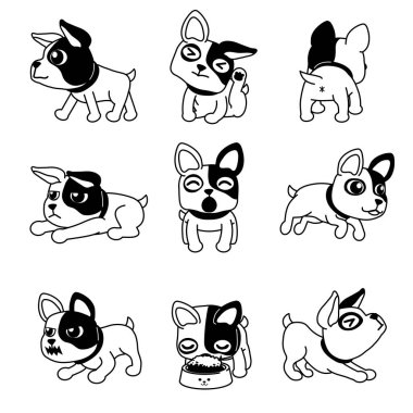 Vektör karikatür karakter sevimli Fransız buldozer pozlar tasarımı için.