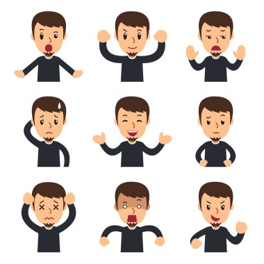 Vektör karikatür tasarım farklı duygular gösterilen adamın ayarla.