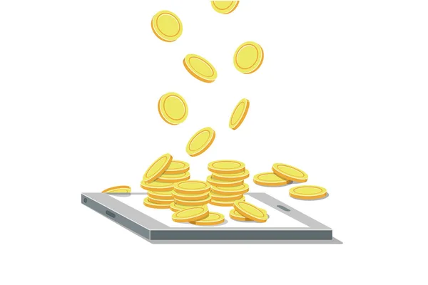 Business Concept Smartphone Money Coins Design — Stock Vector