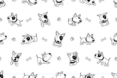 Çizgi film karakteri boğa korkunç köpek Dikişsiz desen tasarımı için.