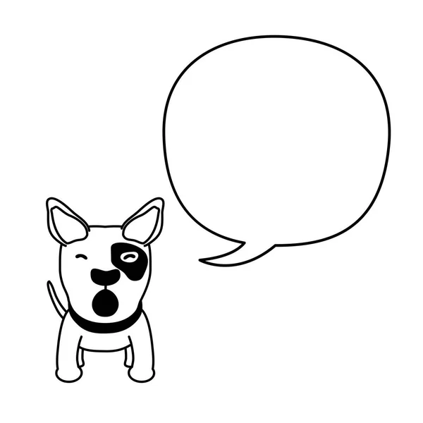 Desenhos Animados Personagem Bonito Touro Terrier Cão Com Bolha Fala — Vetor de Stock