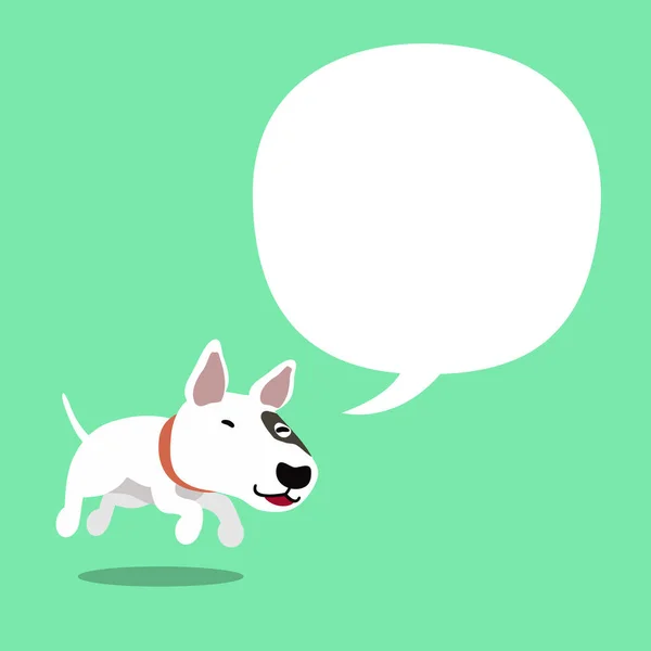 Cartoon character bull terrier dog with white speech bubble for design.