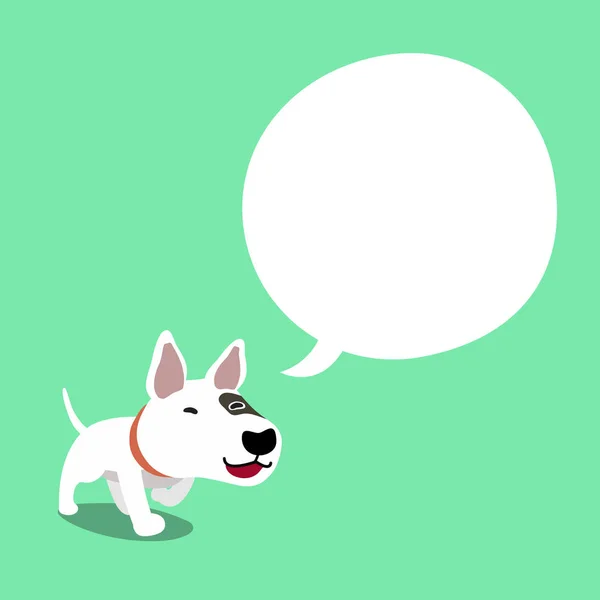 Vector Dibujos Animados Personaje Toro Terrier Perro Con Burbuja Habla — Vector de stock