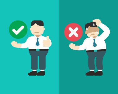 Çizgi film işadamı tasarım için farklı duygular ifade ediyor.