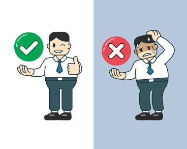 Tasarım farklı duygular ifade vektör karikatür işadamı.