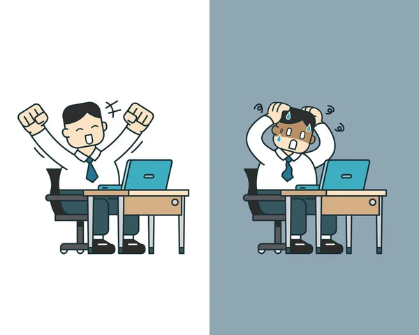 Cartoon Van Een Zakenman Uiting Van Verschillende Emoties Voor Ontwerp — Stockvector